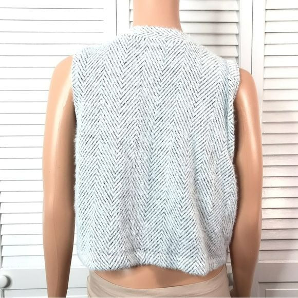 LOU & GREY White Gray Sleeveless Sweater Size XL