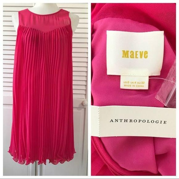 *NEW* MAEVE Pleated Pink Layered Dress Size 0