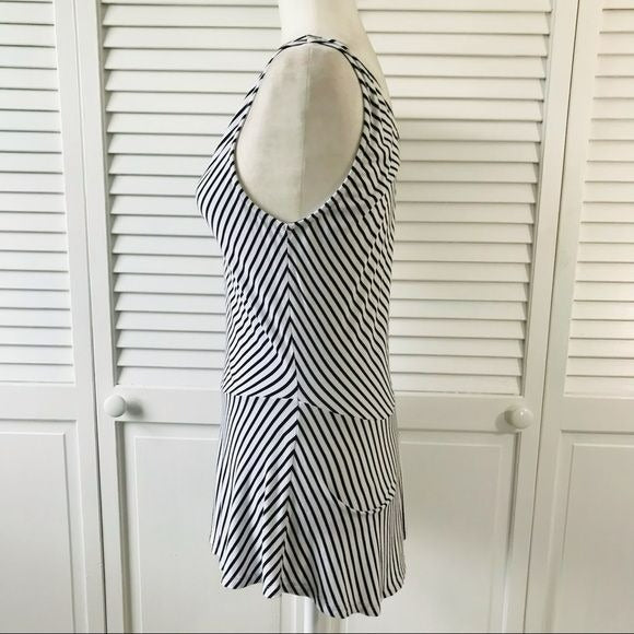 CABLE & GAUGE Black White Stripe Sleeveless Top Size M