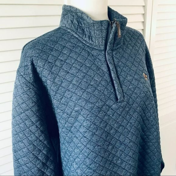 OXFORD Blue Cotton Blend Quilted 3/4 Zip Sweater Size XL