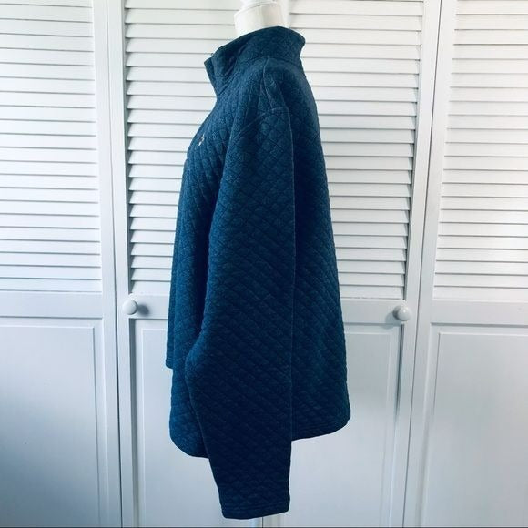 OXFORD Blue Cotton Blend Quilted 3/4 Zip Sweater Size XL