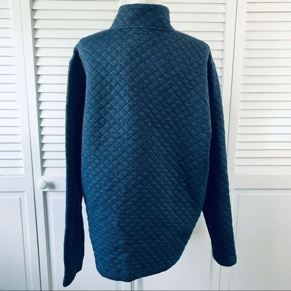 OXFORD Blue Cotton Blend Quilted 3/4 Zip Sweater Size XL