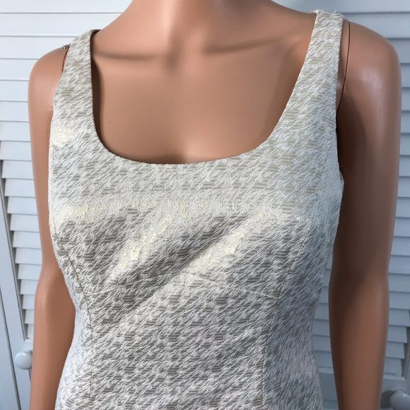 TAHARI LUXE Gold White Sleeveless Cocktail Dress Size 4