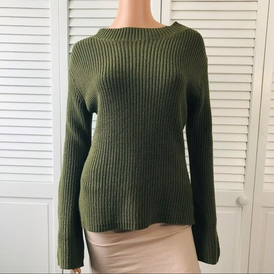 POOF New York Green Open Back Sweater Size M