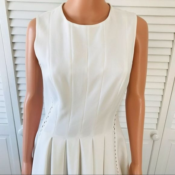 JILL STUART White Pleated Sleeveless Fit & Flare Dress Size 10