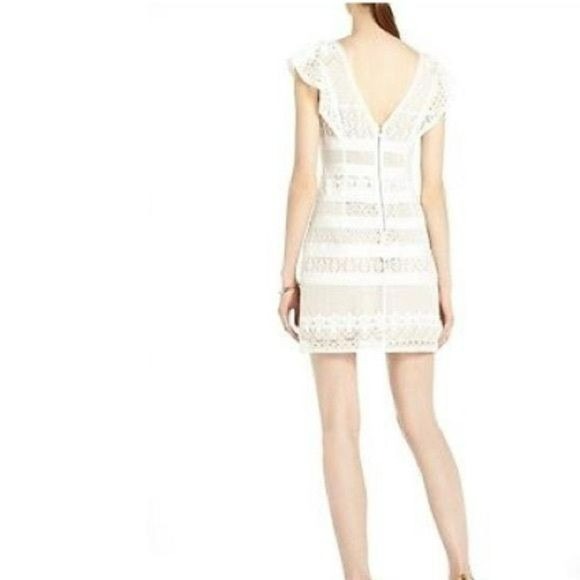 BCBGMAXAZRIA White Combo Renata Lace Sheath Cocktail Dress