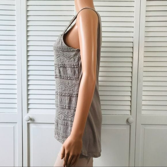 EXPRESS Light Gray Lace Tank Top Size M