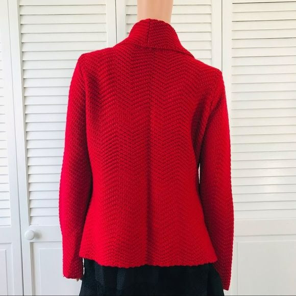 JM COLLECTION Red Acrylic Knit Cardigan Sweater Size L