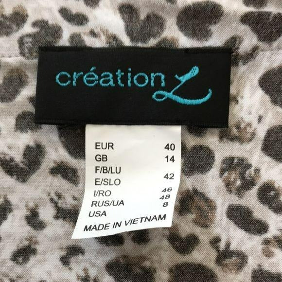 CREATION L Wrap Look Leopard Midi Dress Size 8
