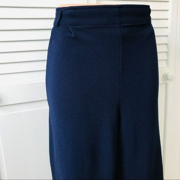 JOHNPAULRICHARD Navy Blue Wide Leg Cropped Pants Size L