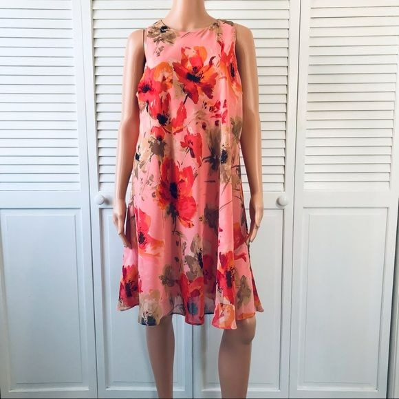 LAUREN RALPH LAUREN Pink Sleeveless Floral Dress Size 16