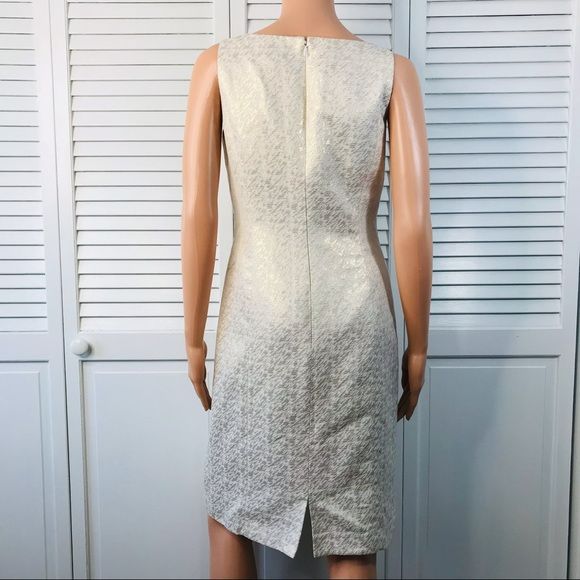 TAHARI LUXE Gold White Sleeveless Cocktail Dress Size 4