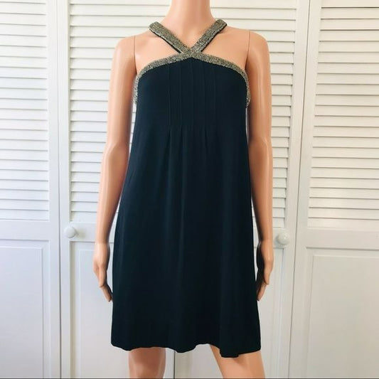 EXPRESS Black Beaded Criss Cross Dress Size M