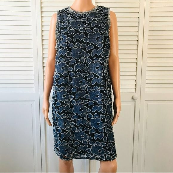 JULIA JORDAN Black Blue Sleevless Raw Hem Floral Dress Size 16