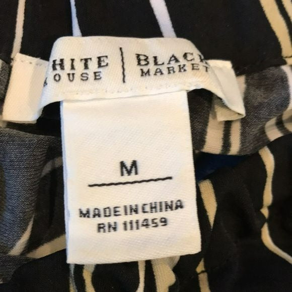 WHITE HOUSE BLACK MARKET Black Graphic Print Holiday Shift Dress Size M