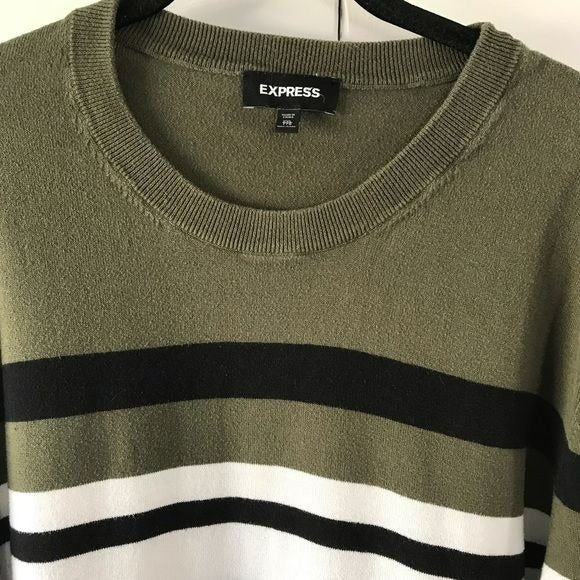 EXPRESS Black Green Cotton Long Sleeve Sweater Size XXL