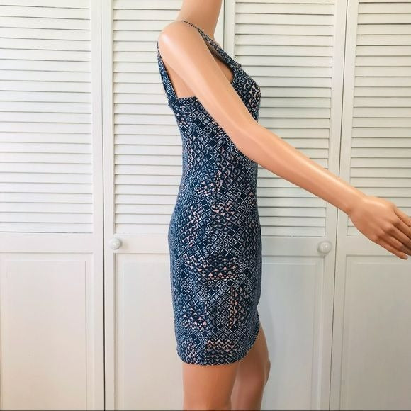 HOLLISTER Blue Geometric Pattern Sleeveless Dress Size M