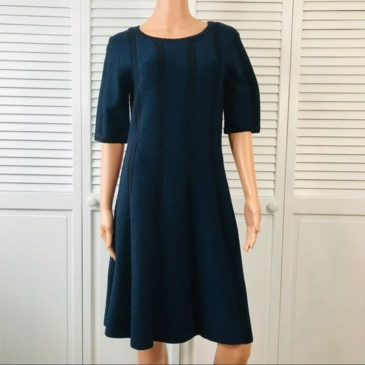 ROZ & ALI Navy Blue Black Short Sleeve Scoop Neck Sweater Dress Size L (new with tags)