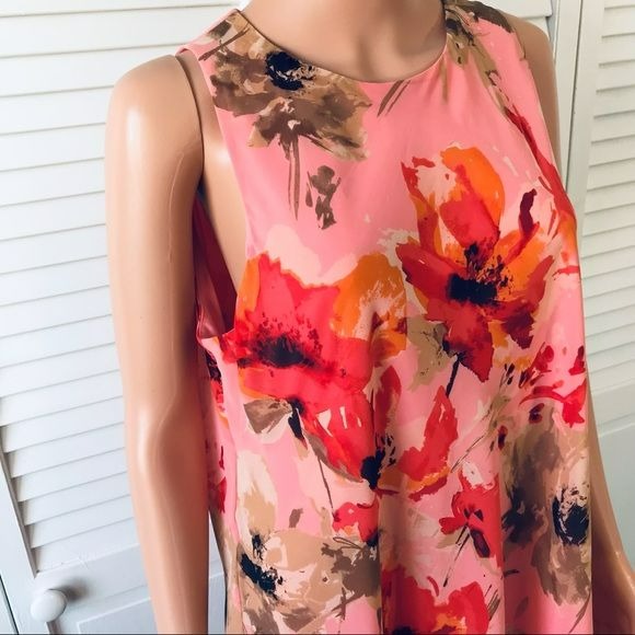 LAUREN RALPH LAUREN Pink Sleeveless Floral Dress Size 16