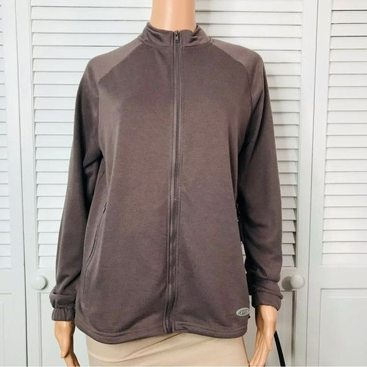 KAY UNGER Taupe Zip Up Sweater Size M