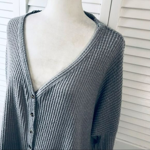 OUT FROM UNDER Gray V-Neck Button Down Oversized Cardigan Sweater
