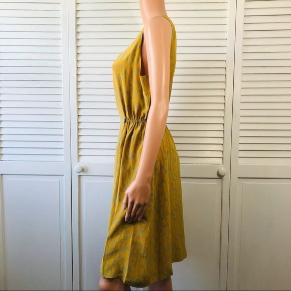 GIRLS FROM SAVOY By Anthropologie Yellow Gray Silk Sleeveless Dress Size 8