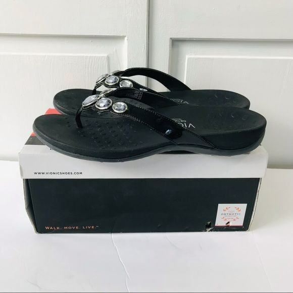VIONIC Black Dee Thong Sandals Size 9 (new in box)
