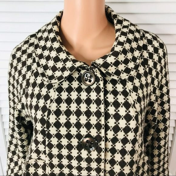 VERTIGO PARIS Ivory Brown Printed Blazer Size L