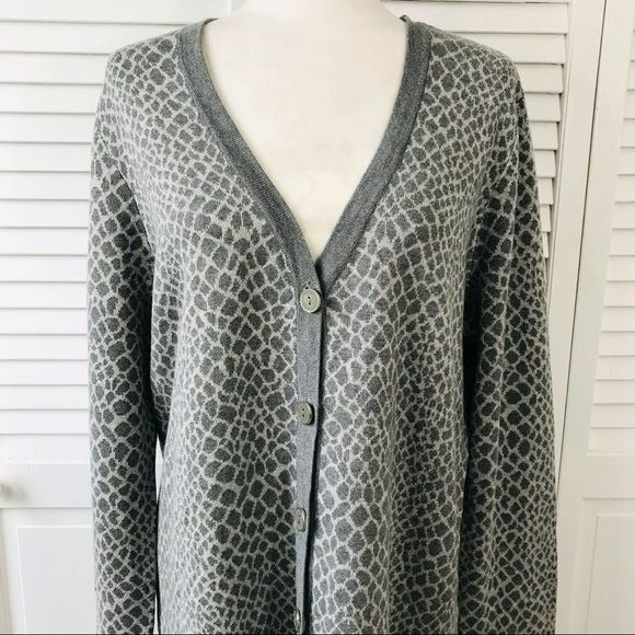 ISAAC MIZRAHI LIVE! Gray V-Neck Boyfriend Cardigan Sweater Size L