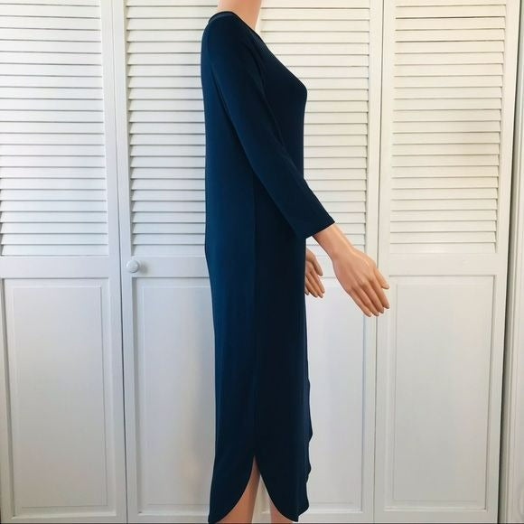 *NEW* CHICO’S Navy Blue Shirttail Hem Midi Dress Size 4P