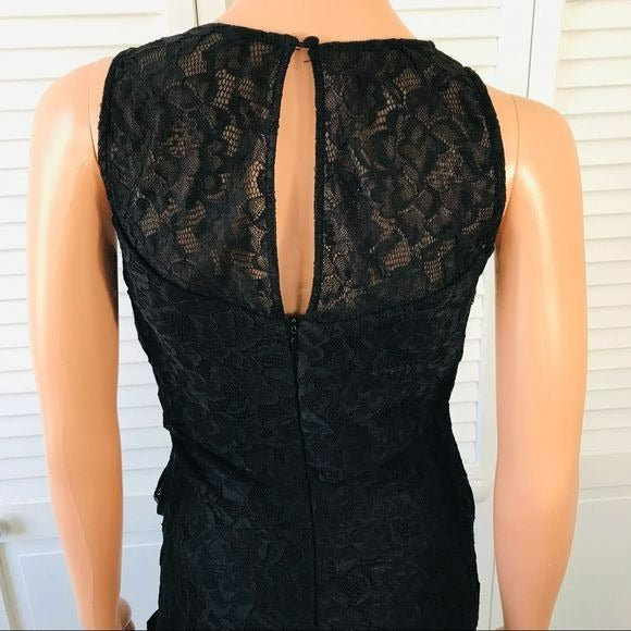 WHITE HOUSE BLACK MARKET Black Lace Sleeveless Dress Size 6