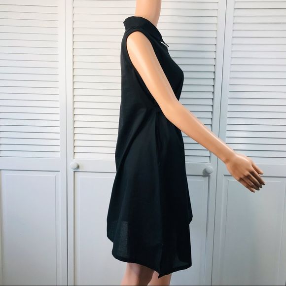 NORMA KAMALI Black Sleeveless Button Down Shirt Dress Size L