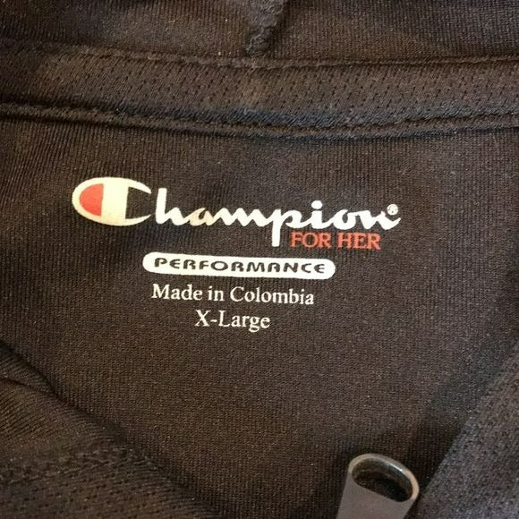 CHAMPION Black Zip Up Hooded Jacket Size XL