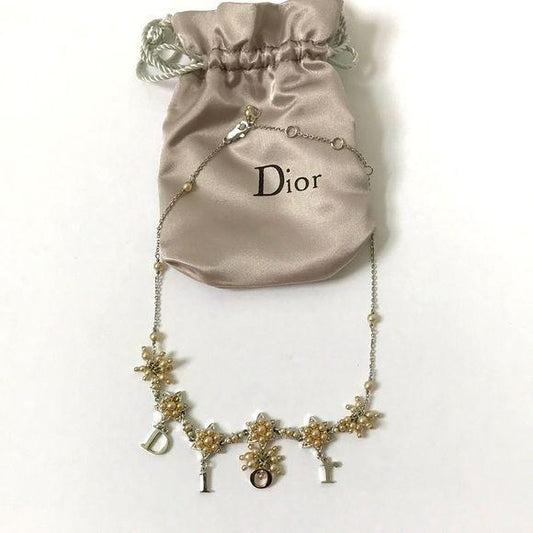 DIOR Silver Logo Letters Necklace