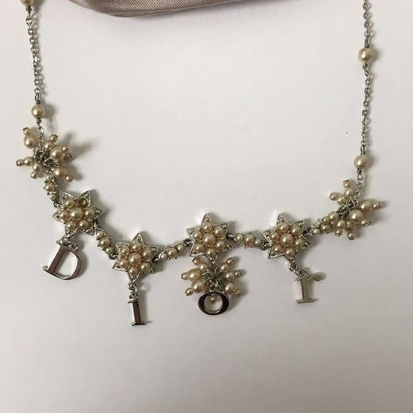 DIOR Silver Logo Letters Necklace