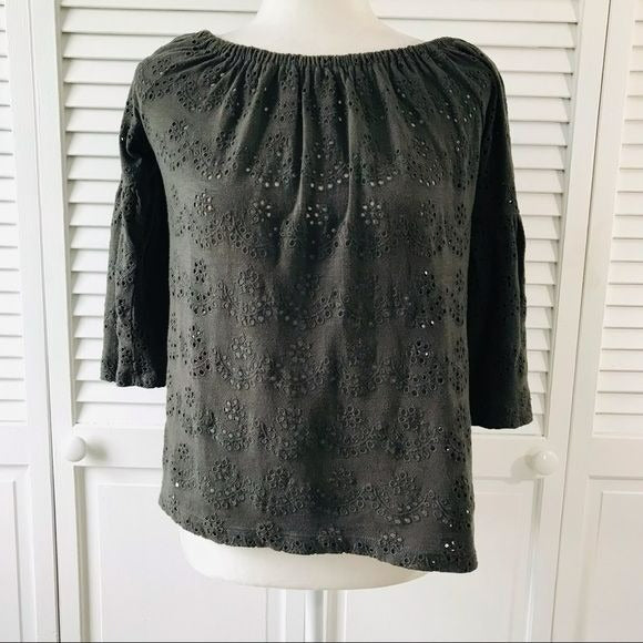 LUCKY BRAND Dark Green Gray Blouse