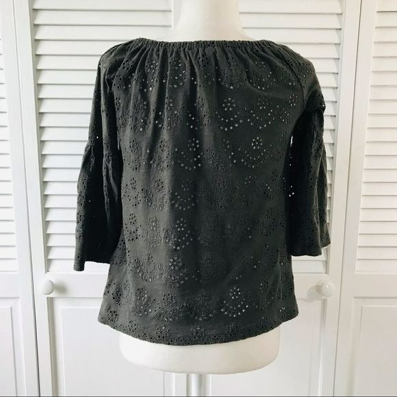 LUCKY BRAND Dark Green Gray Blouse