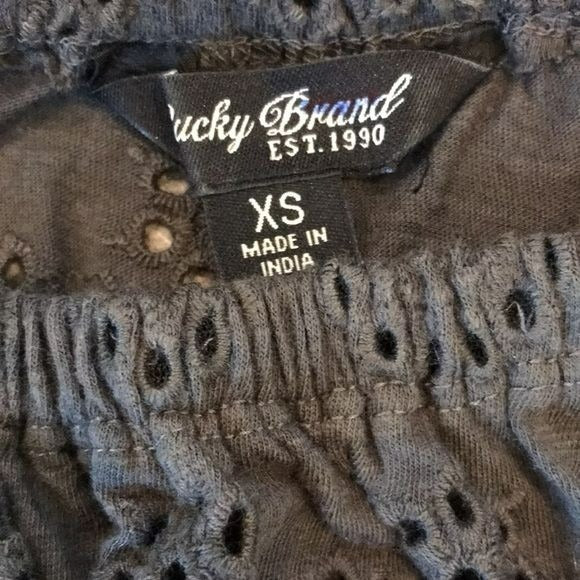 LUCKY BRAND Dark Green Gray Blouse