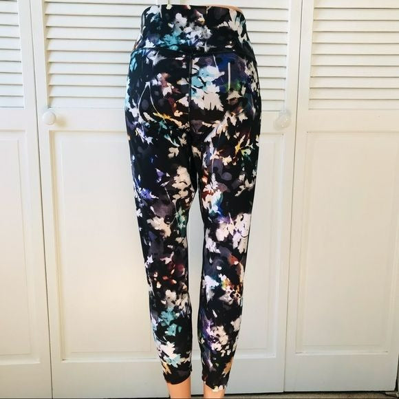 NIKE Black Multi The One Tight-Fit Floral Mid Rise Leggings Size 1X