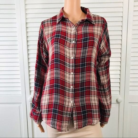 VELVET by Graham & Spencer Yana Red Plaid Pocket Button Down Shirt Size M