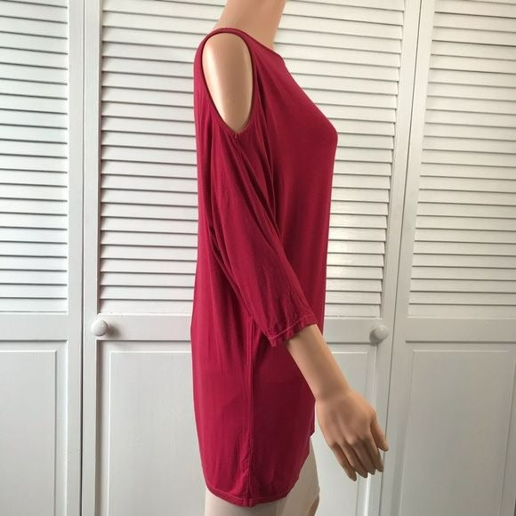 MICHAEL STARS Red Cold Shoulder Shirt One Size