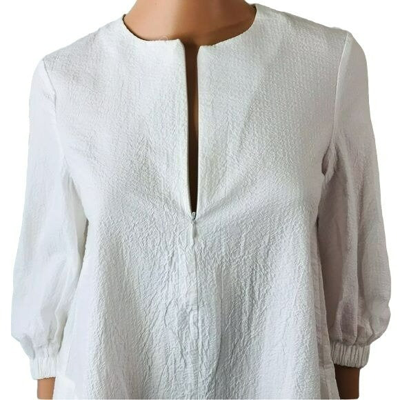 POMANDER PLACE White Textured 3/4 Sleeve Blouse Size XS