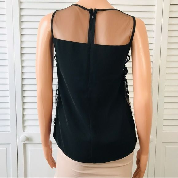 GREYLIN By Anthropologie Black Mesh Sleeveless Shirt Size S