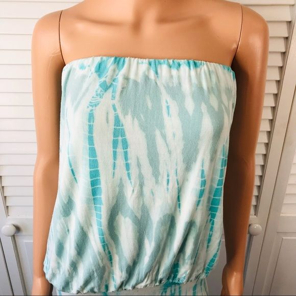 YOUNG FABULOUS & BROKE Blue Sydney Tie Dye Strapless Maxi Dress Size M