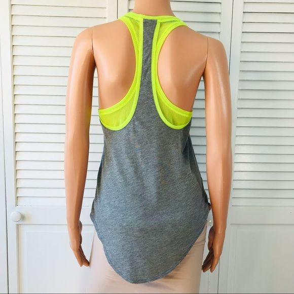 NIKE Gray Neon Green Racerback Tank Top Size XS