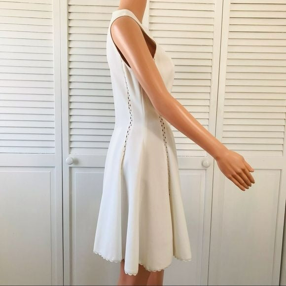 JILL STUART White Pleated Sleeveless Fit & Flare Dress Size 10