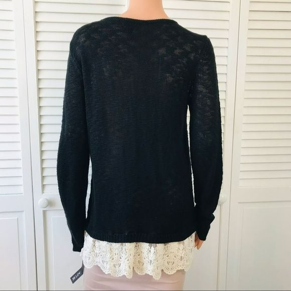 APT. 9 Black Semi Sheer Lace Knit Sweater Size S (new with tags)