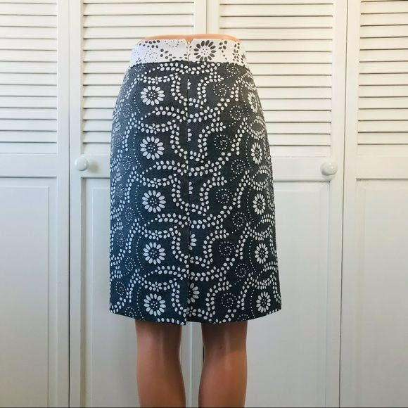 BANANA REPUBLIC Gray White Floral Print Pencil Skirt Size 0