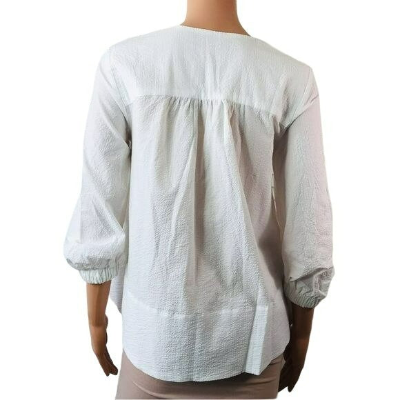 POMANDER PLACE White Textured 3/4 Sleeve Blouse Size XS