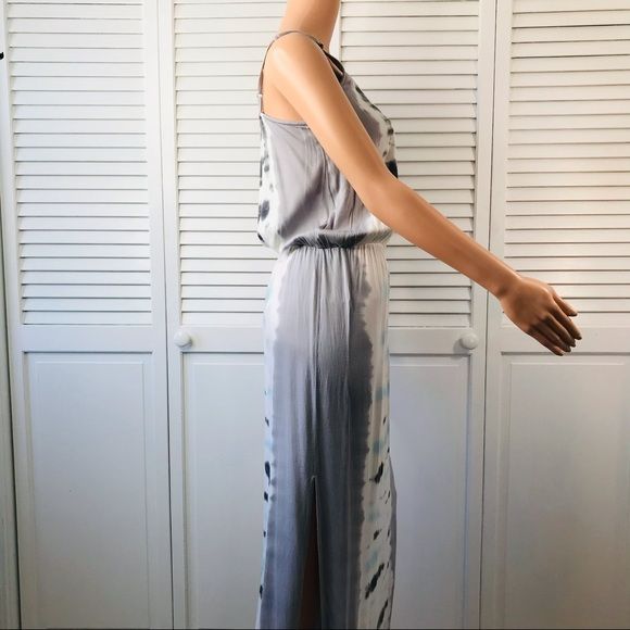 YOUNG FABULOUS & BROKE Gray White Tie Dye Maxi Dress Size XS